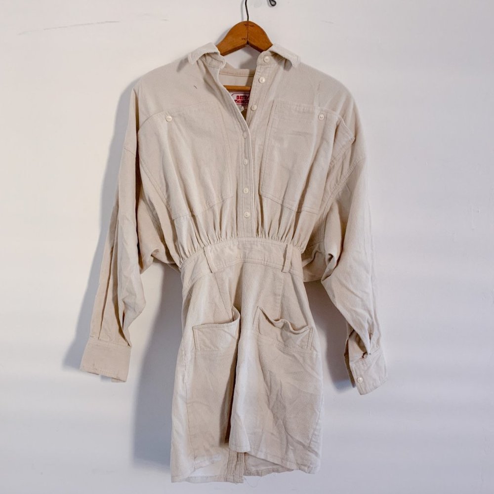 Betsy's Things Unique Cream Corduroy Mini Dress